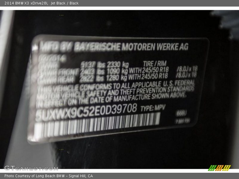 Jet Black / Black 2014 BMW X3 xDrive28i