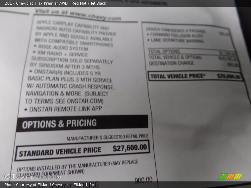 Red Hot / Jet Black 2017 Chevrolet Trax Premier AWD