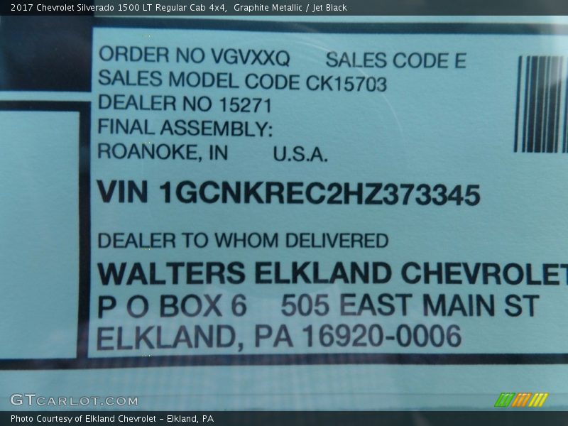 Graphite Metallic / Jet Black 2017 Chevrolet Silverado 1500 LT Regular Cab 4x4