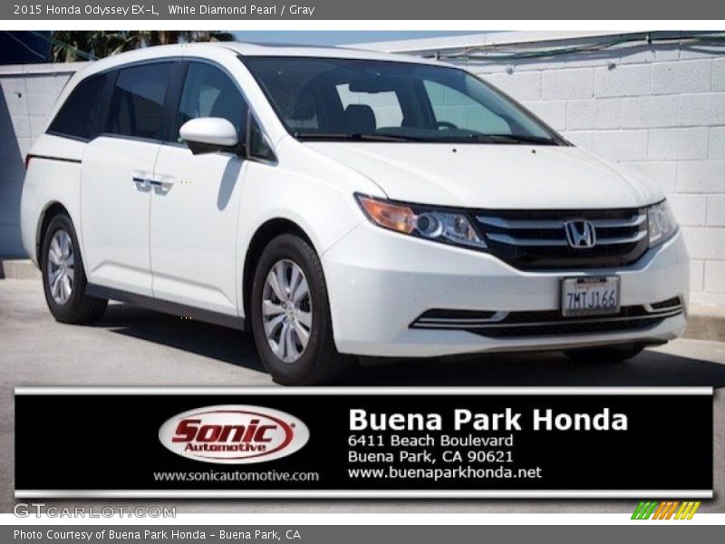 White Diamond Pearl / Gray 2015 Honda Odyssey EX-L
