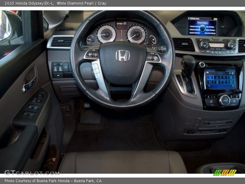 White Diamond Pearl / Gray 2015 Honda Odyssey EX-L