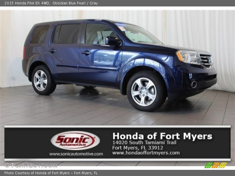 Obsidian Blue Pearl / Gray 2015 Honda Pilot EX 4WD