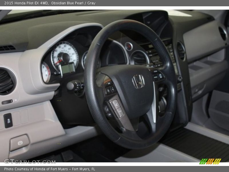 Obsidian Blue Pearl / Gray 2015 Honda Pilot EX 4WD