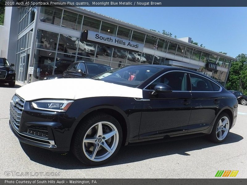 Moonlight Blue Metallic / Nougat Brown 2018 Audi A5 Sportback Premium Plus quattro