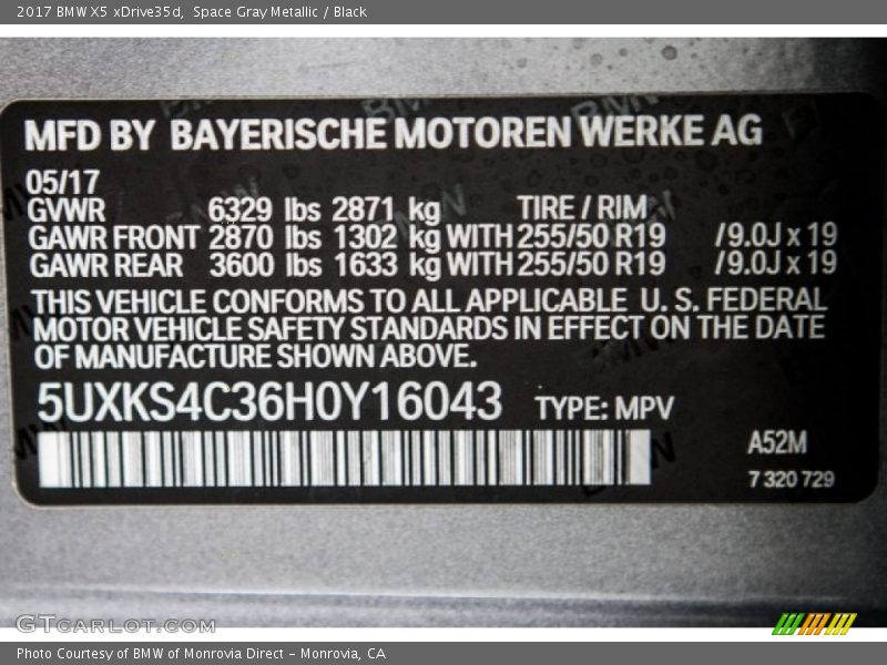 Space Gray Metallic / Black 2017 BMW X5 xDrive35d