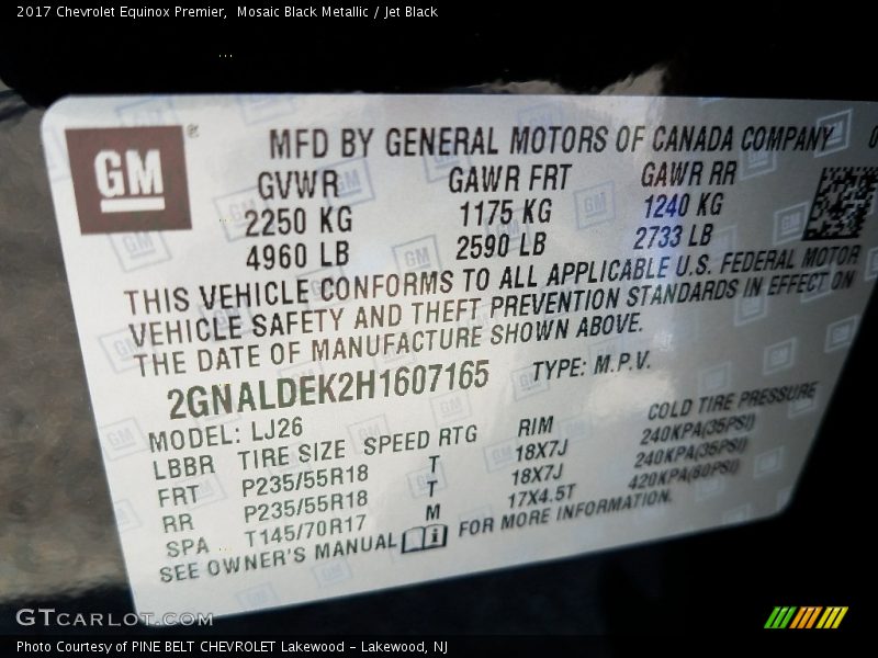 Mosaic Black Metallic / Jet Black 2017 Chevrolet Equinox Premier