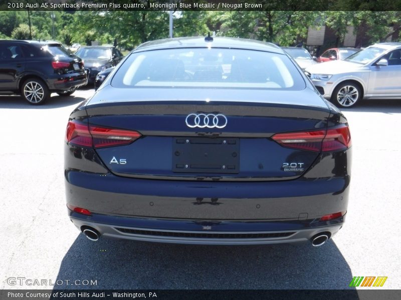 Moonlight Blue Metallic / Nougat Brown 2018 Audi A5 Sportback Premium Plus quattro