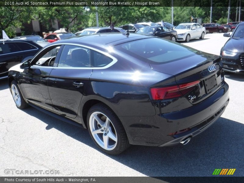 Moonlight Blue Metallic / Nougat Brown 2018 Audi A5 Sportback Premium Plus quattro