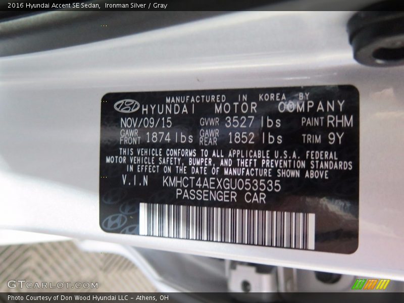 Ironman Silver / Gray 2016 Hyundai Accent SE Sedan