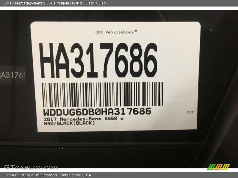 Black / Black 2017 Mercedes-Benz S 550e Plug-In Hybrid