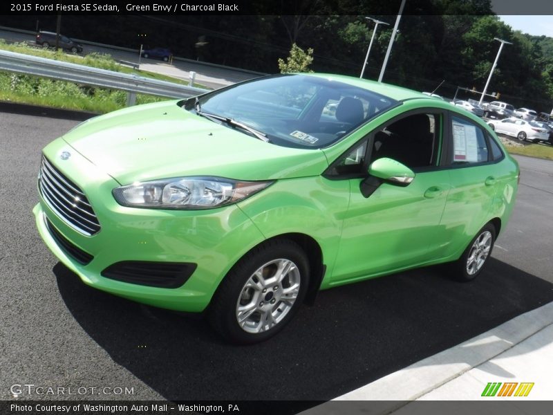 Green Envy / Charcoal Black 2015 Ford Fiesta SE Sedan