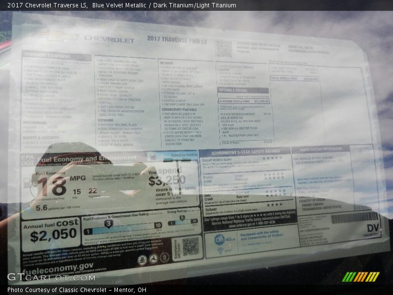 Blue Velvet Metallic / Dark Titanium/Light Titanium 2017 Chevrolet Traverse LS