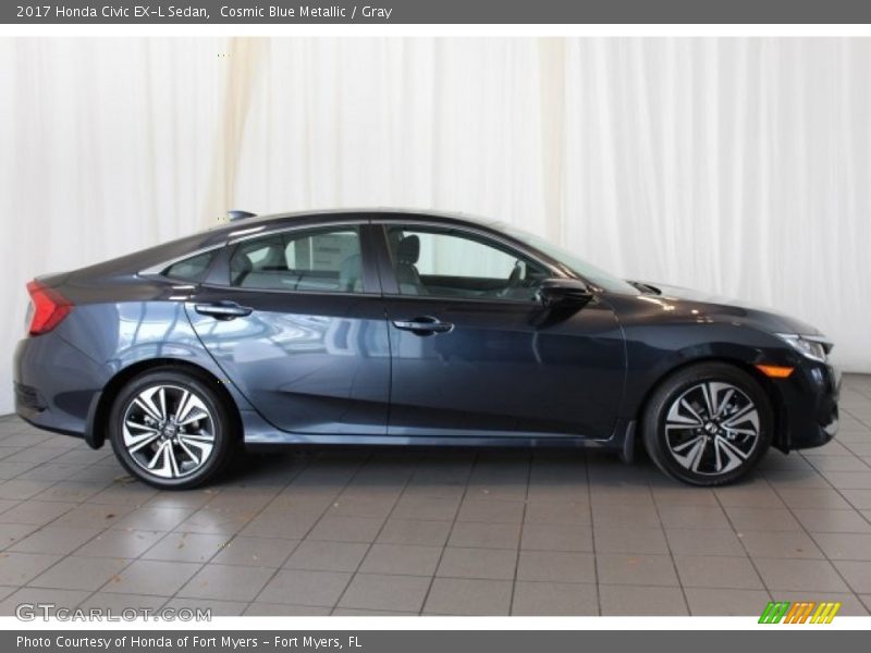 Cosmic Blue Metallic / Gray 2017 Honda Civic EX-L Sedan