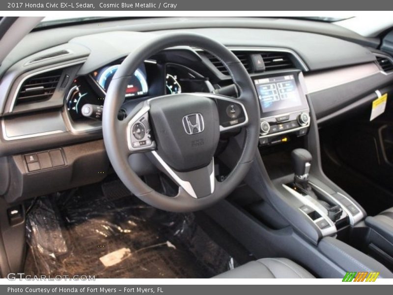 Cosmic Blue Metallic / Gray 2017 Honda Civic EX-L Sedan