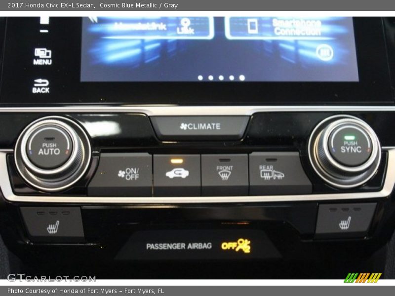 Cosmic Blue Metallic / Gray 2017 Honda Civic EX-L Sedan