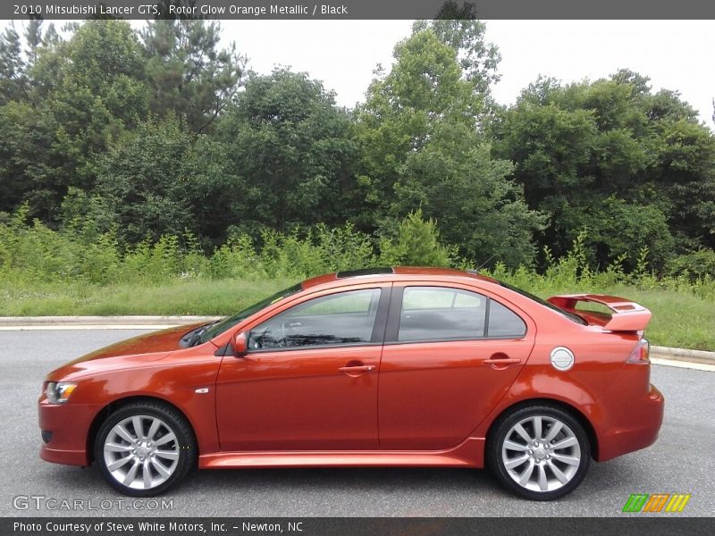 Rotor Glow Orange Metallic / Black 2010 Mitsubishi Lancer GTS