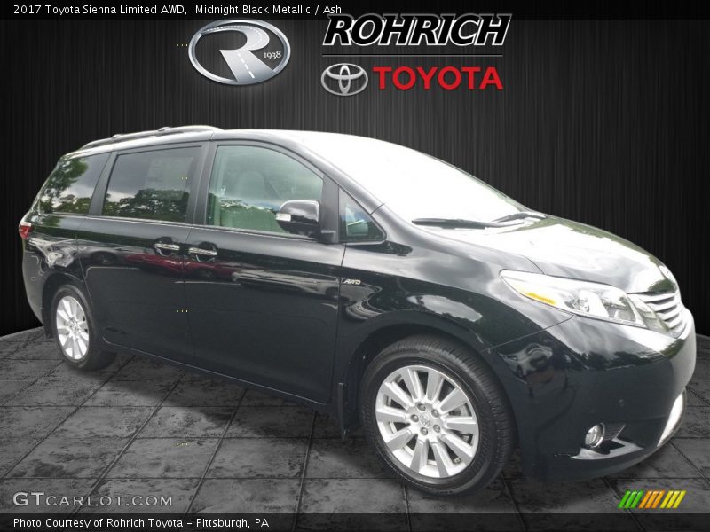 Midnight Black Metallic / Ash 2017 Toyota Sienna Limited AWD