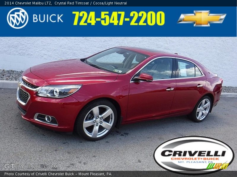 Crystal Red Tintcoat / Cocoa/Light Neutral 2014 Chevrolet Malibu LTZ