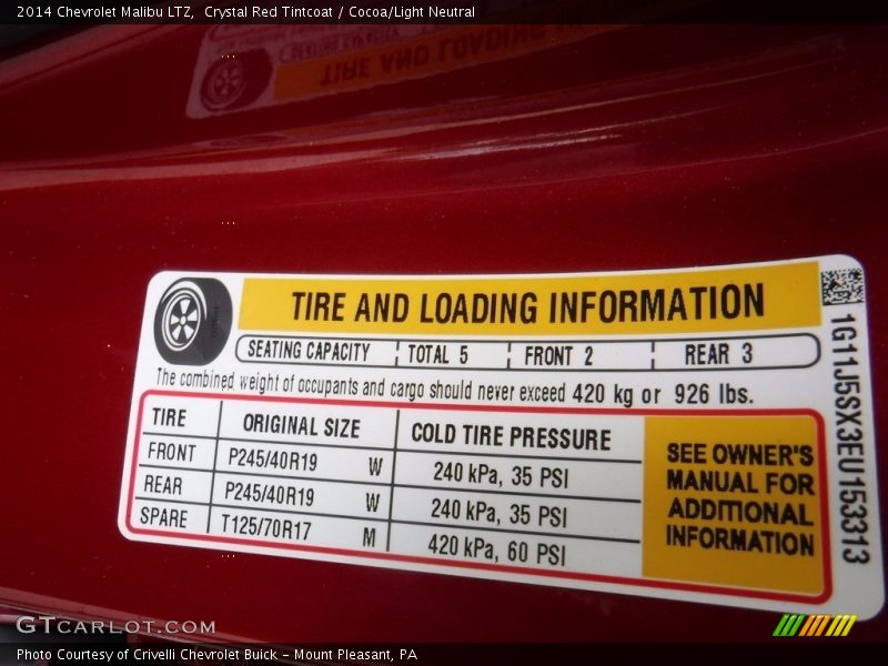 Crystal Red Tintcoat / Cocoa/Light Neutral 2014 Chevrolet Malibu LTZ