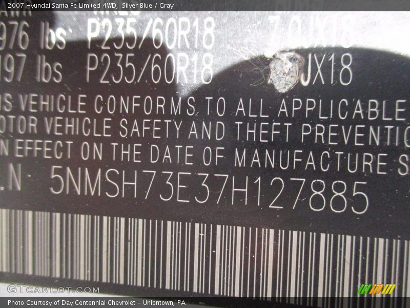 Silver Blue / Gray 2007 Hyundai Santa Fe Limited 4WD
