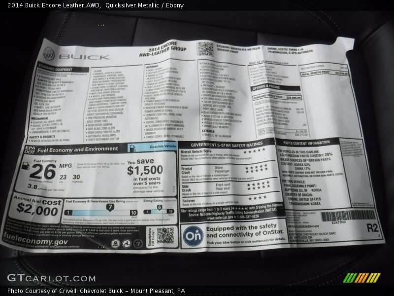 Quicksilver Metallic / Ebony 2014 Buick Encore Leather AWD