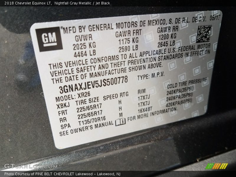 Nightfall Gray Metallic / Jet Black 2018 Chevrolet Equinox LT