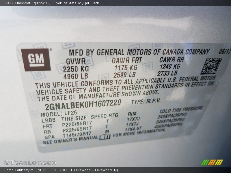 Silver Ice Metallic / Jet Black 2017 Chevrolet Equinox LS