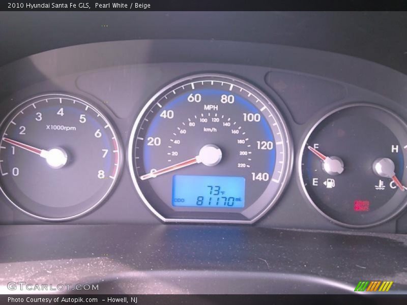Pearl White / Beige 2010 Hyundai Santa Fe GLS