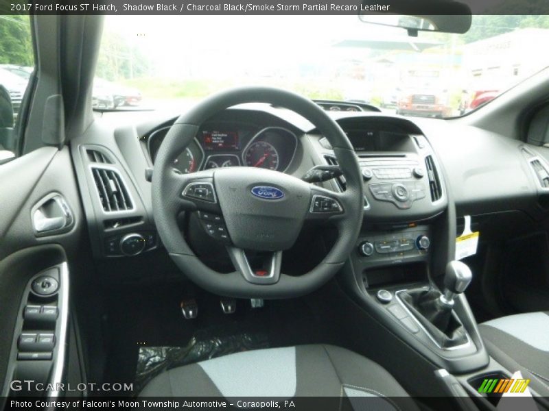 Shadow Black / Charcoal Black/Smoke Storm Partial Recaro Leather 2017 Ford Focus ST Hatch