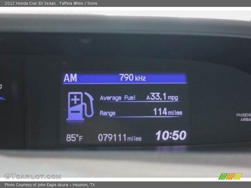 Taffeta White / Stone 2012 Honda Civic EX Sedan