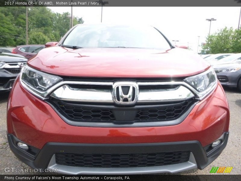 Molten Lava Pearl / Ivory 2017 Honda CR-V EX AWD