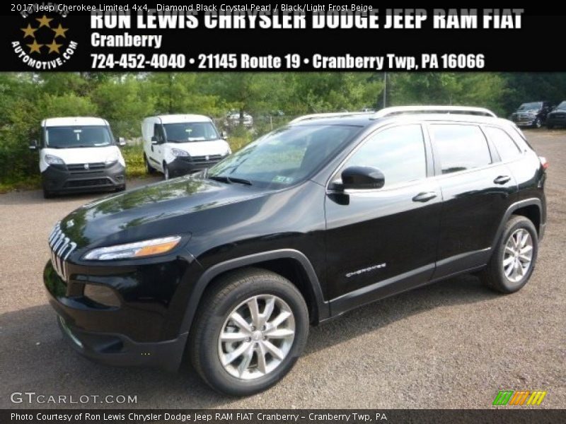 Diamond Black Crystal Pearl / Black/Light Frost Beige 2017 Jeep Cherokee Limited 4x4