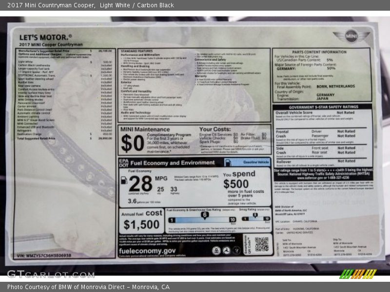 Light White / Carbon Black 2017 Mini Countryman Cooper