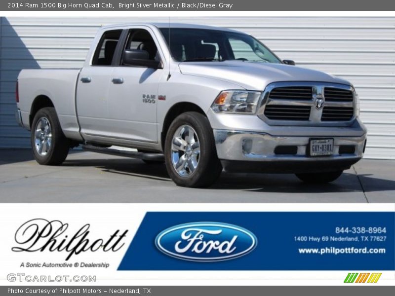 Bright Silver Metallic / Black/Diesel Gray 2014 Ram 1500 Big Horn Quad Cab