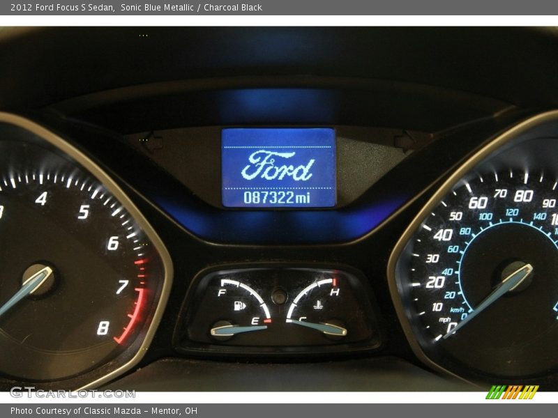 Sonic Blue Metallic / Charcoal Black 2012 Ford Focus S Sedan