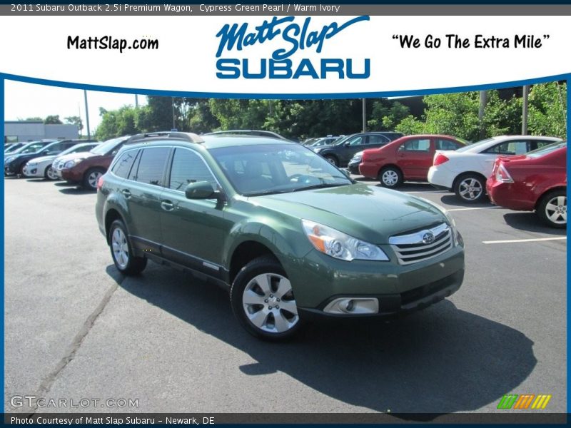 Cypress Green Pearl / Warm Ivory 2011 Subaru Outback 2.5i Premium Wagon
