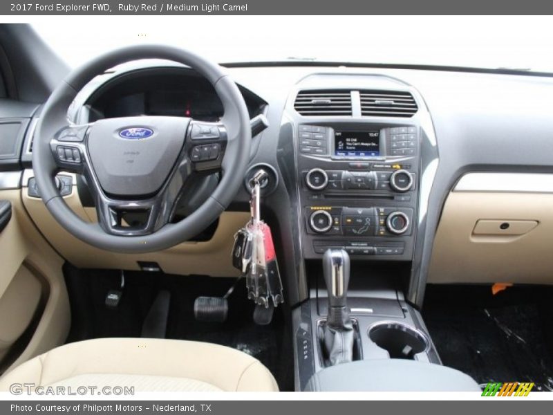 Ruby Red / Medium Light Camel 2017 Ford Explorer FWD