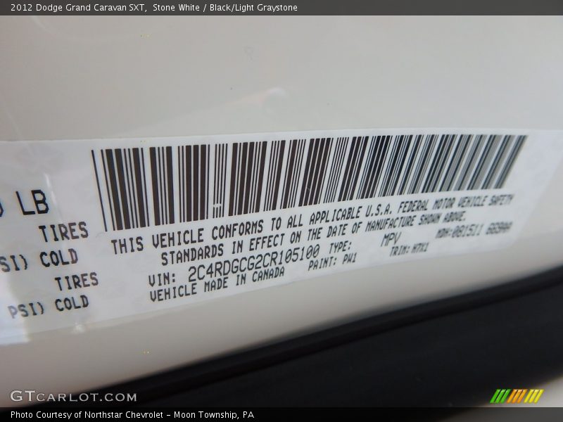 Stone White / Black/Light Graystone 2012 Dodge Grand Caravan SXT