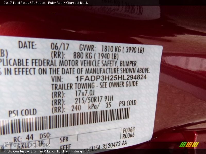 Ruby Red / Charcoal Black 2017 Ford Focus SEL Sedan