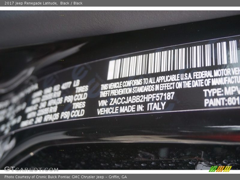 Black / Black 2017 Jeep Renegade Latitude