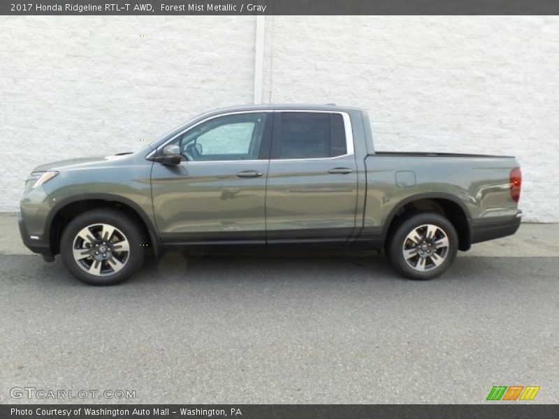Forest Mist Metallic / Gray 2017 Honda Ridgeline RTL-T AWD