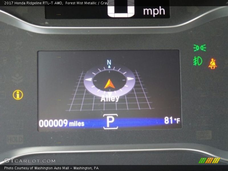 Forest Mist Metallic / Gray 2017 Honda Ridgeline RTL-T AWD
