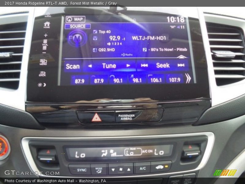 Forest Mist Metallic / Gray 2017 Honda Ridgeline RTL-T AWD