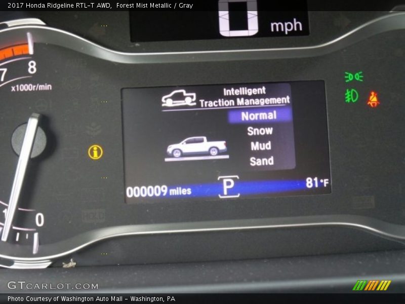 Forest Mist Metallic / Gray 2017 Honda Ridgeline RTL-T AWD