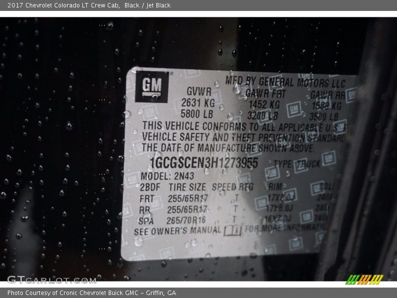 Black / Jet Black 2017 Chevrolet Colorado LT Crew Cab