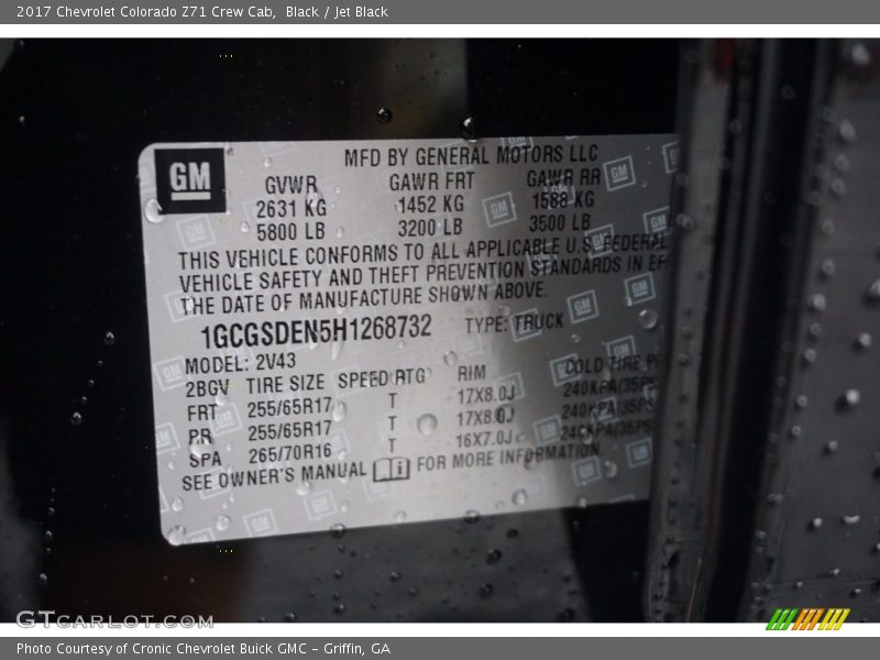 Black / Jet Black 2017 Chevrolet Colorado Z71 Crew Cab