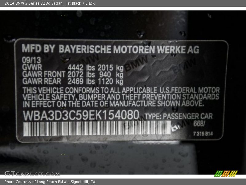 Jet Black / Black 2014 BMW 3 Series 328d Sedan