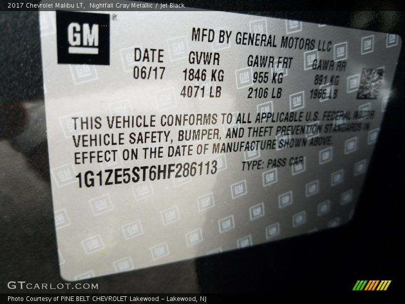 Nightfall Gray Metallic / Jet Black 2017 Chevrolet Malibu LT