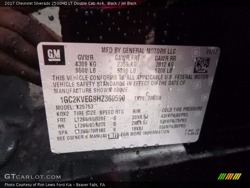 Black / Jet Black 2017 Chevrolet Silverado 2500HD LT Double Cab 4x4