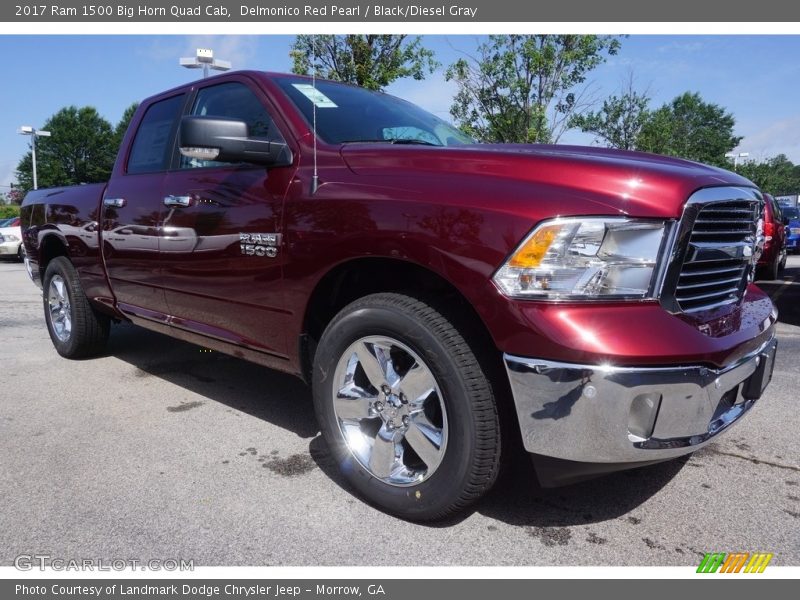 Delmonico Red Pearl / Black/Diesel Gray 2017 Ram 1500 Big Horn Quad Cab